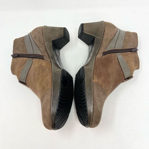 Naot Ankle Boots Womens 40 Brown Modern Suede Saddle Strappy Buckle Heeled - Picture 7 of 11